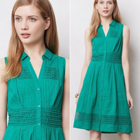 Anthropologie Dresses & Skirts - Maeve Anthro Collared Shirt Dress 100% Cotton
